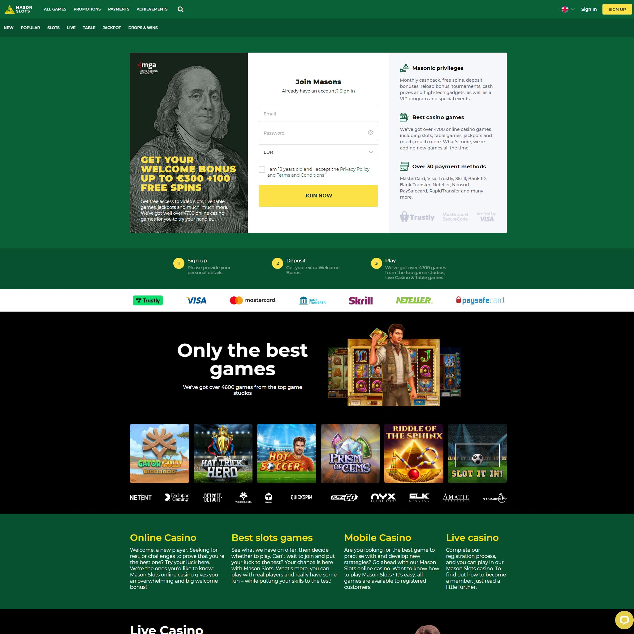 Mason Slots Casino screenshot 1