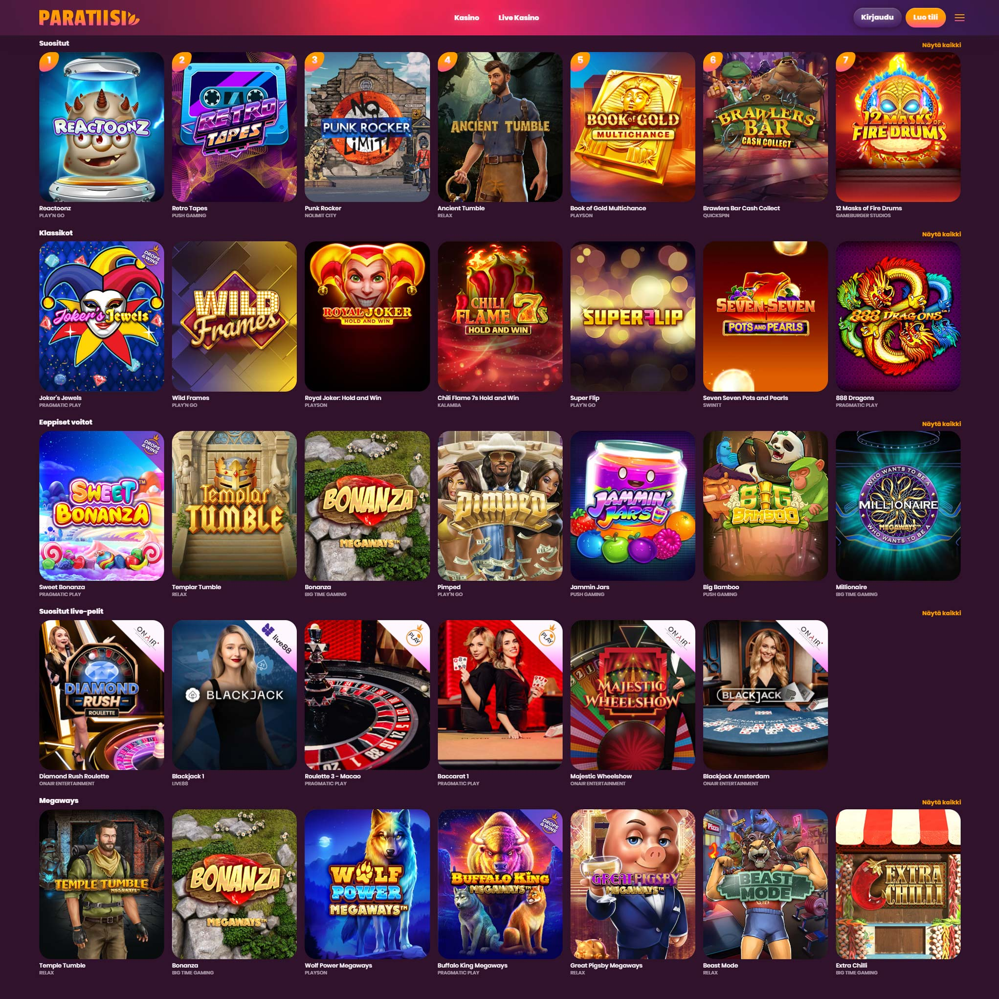 Paratiisi Kasino screenshot 1