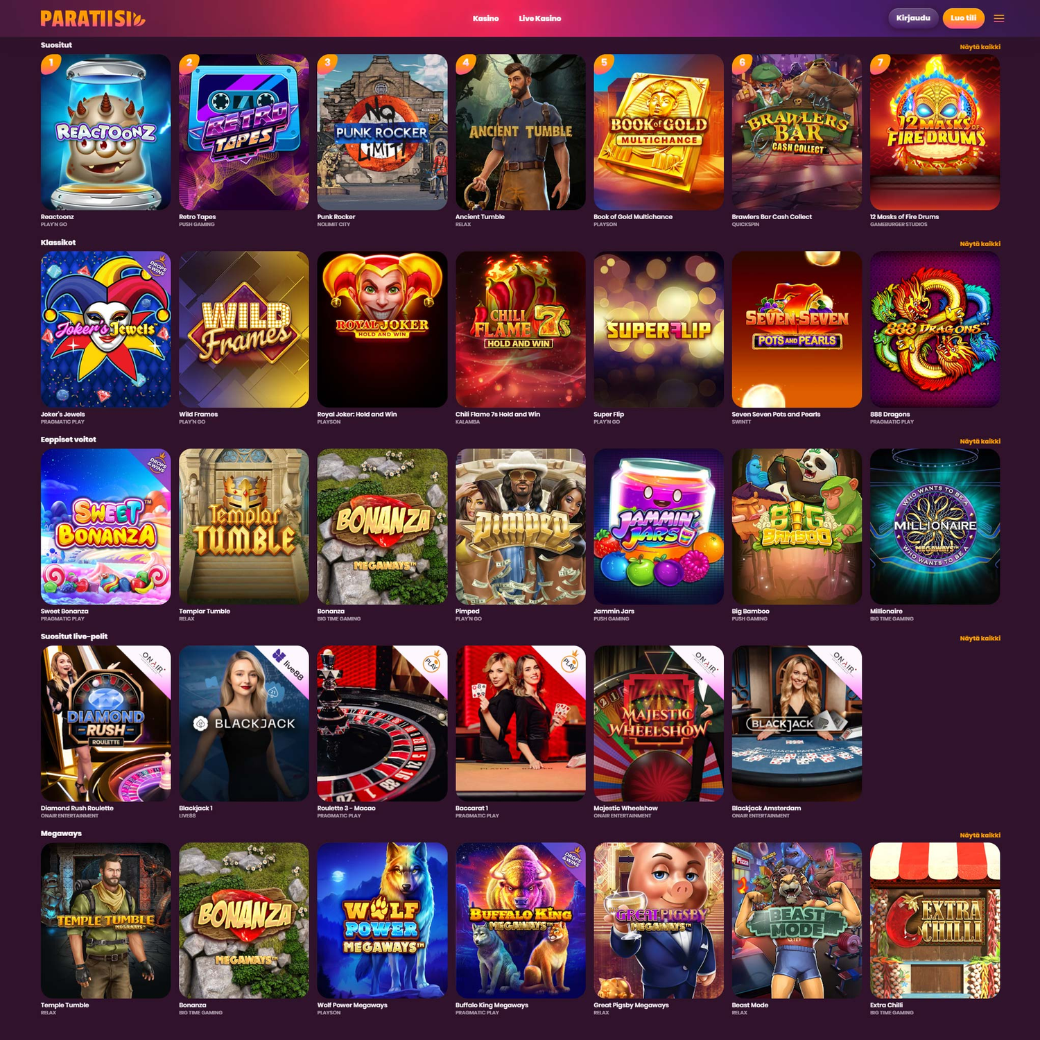 Paratiisi Kasino screenshot 1