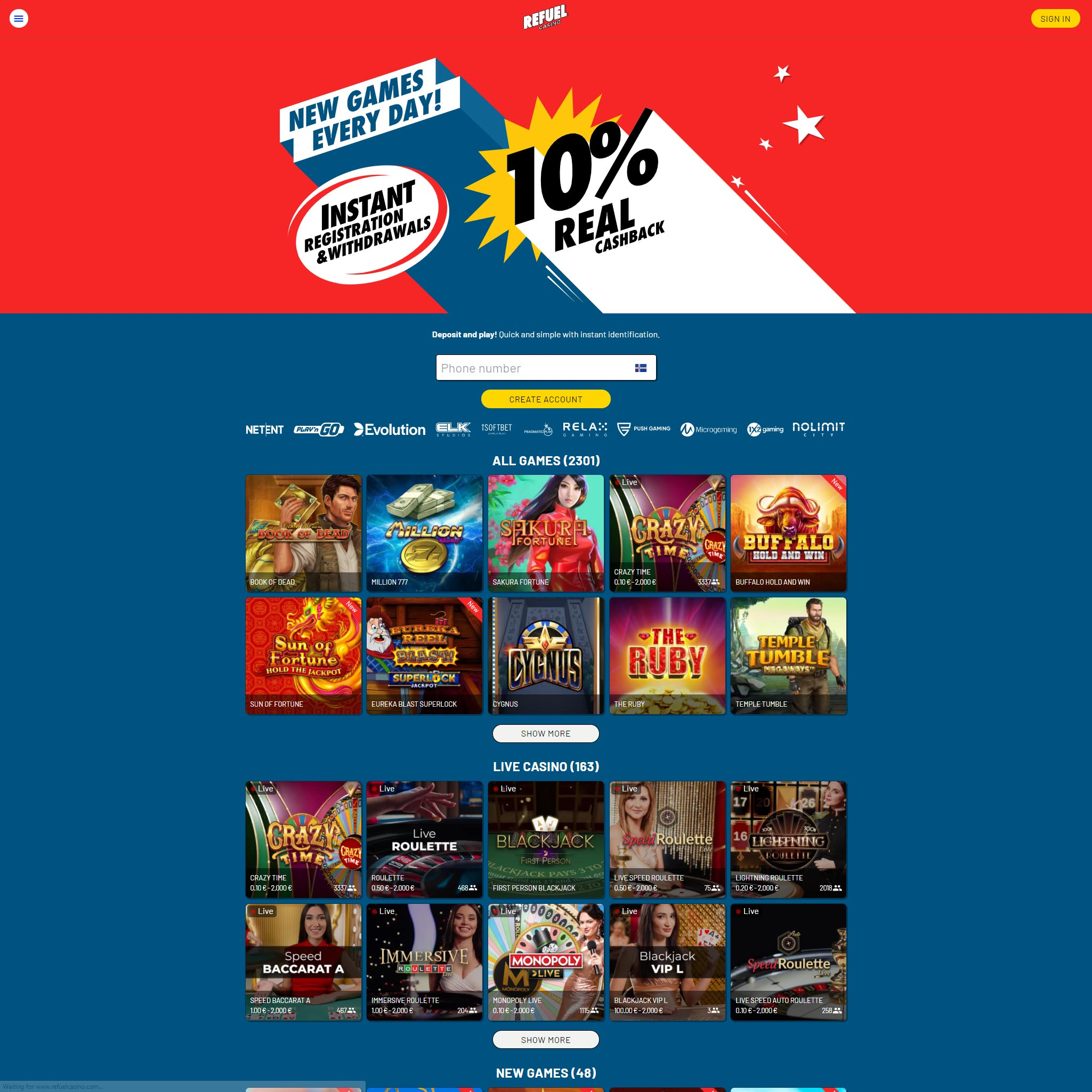 Refuel Casino screenshot 1