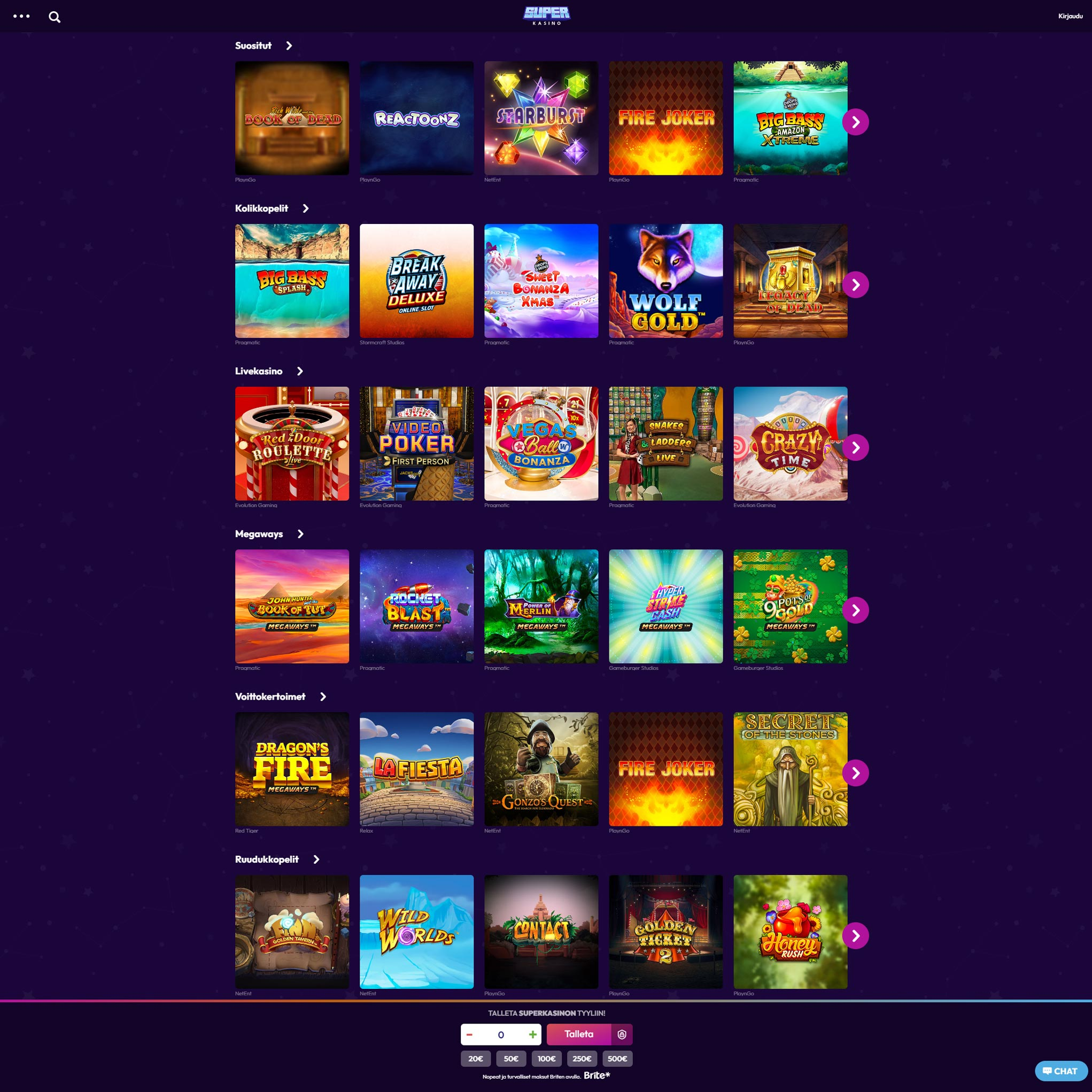 Superkasino screenshot 1