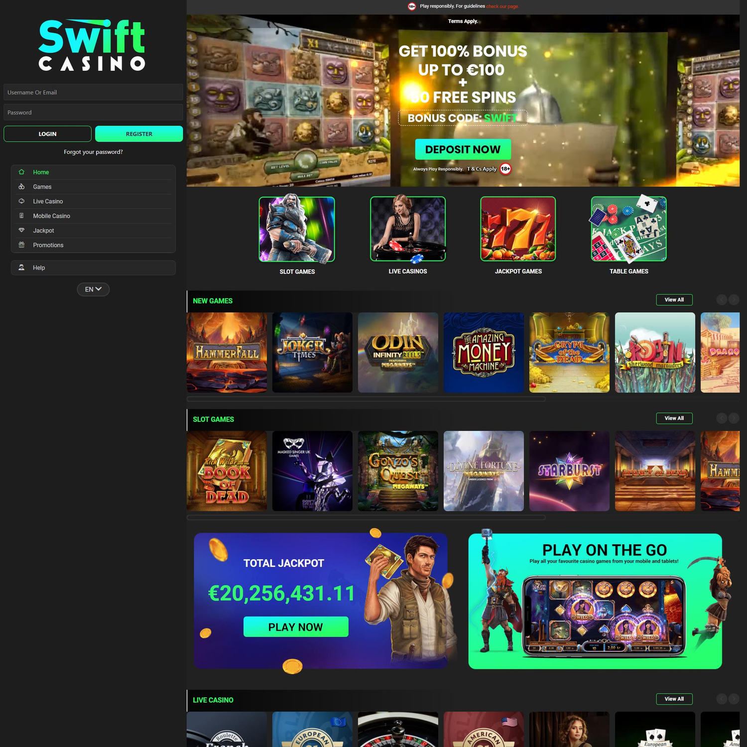 Swift Casino screenshot 1