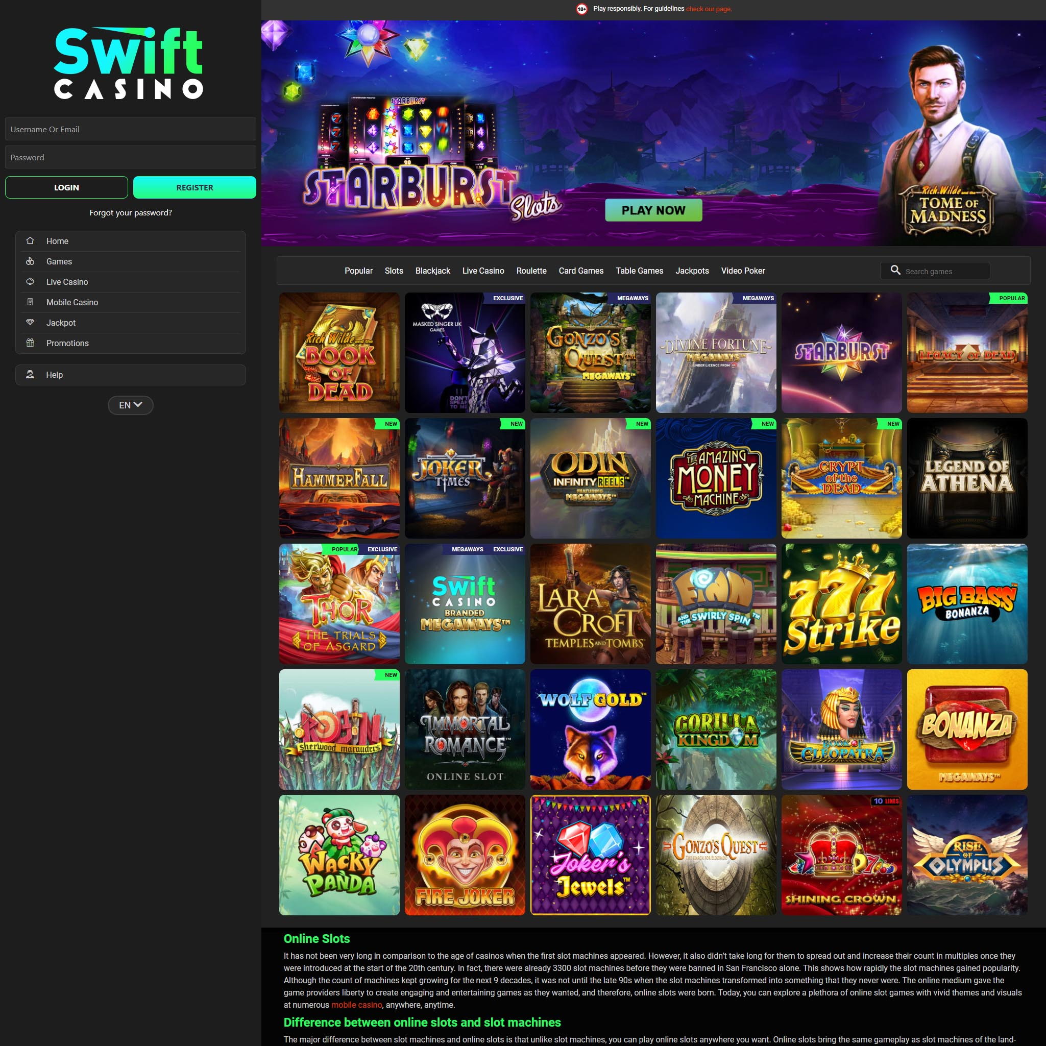 Swift Casino screenshot 2