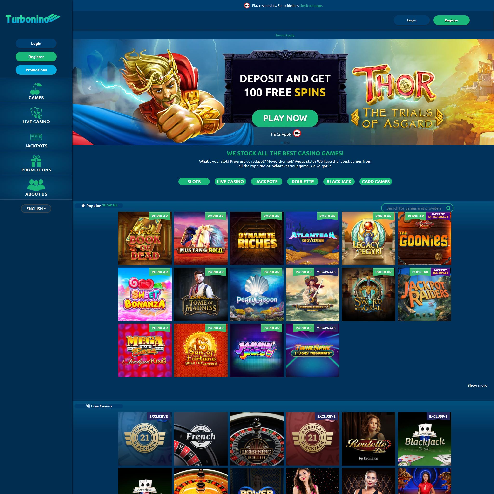 Turbonino Casino screenshot 1
