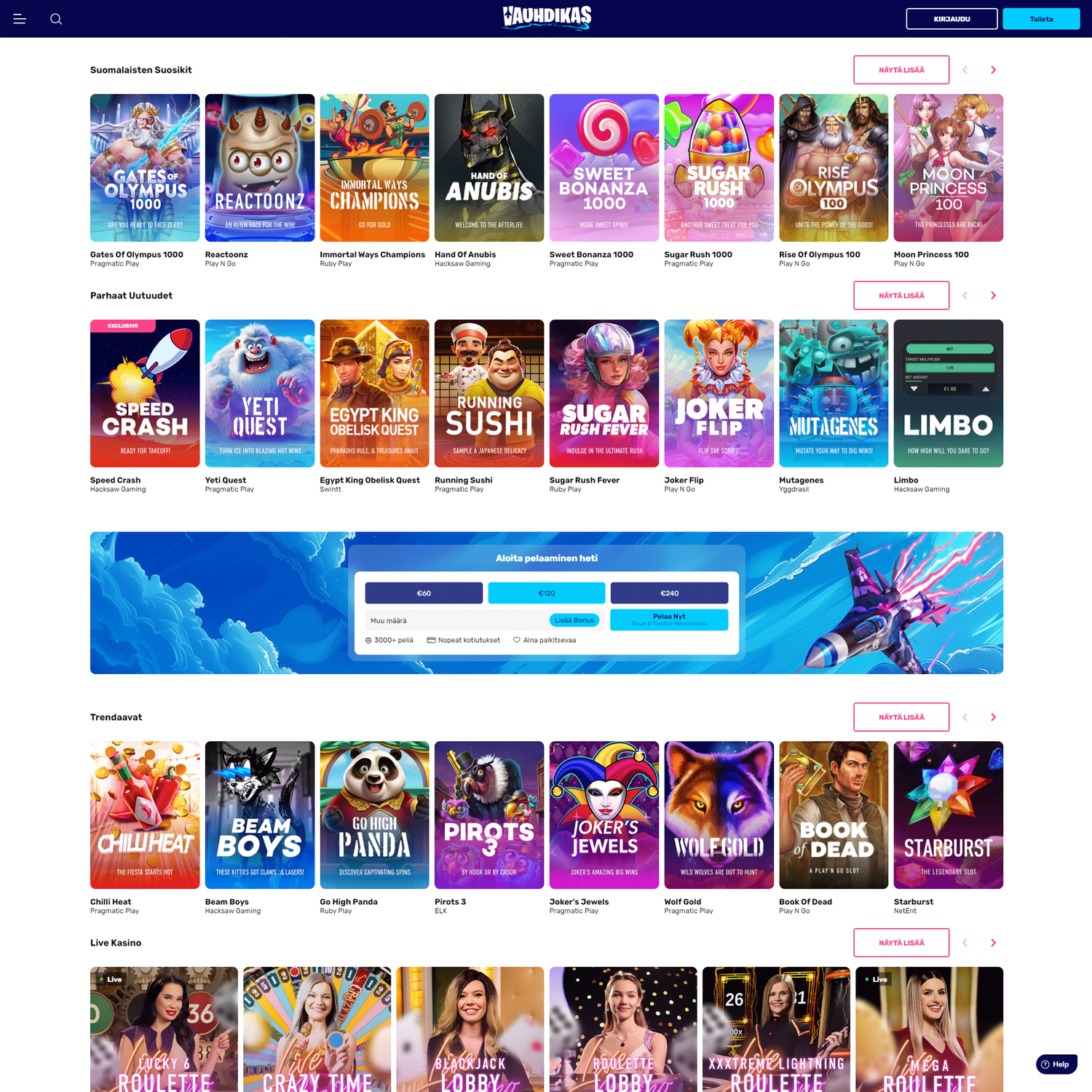 Vauhdikas Casino screenshot 1