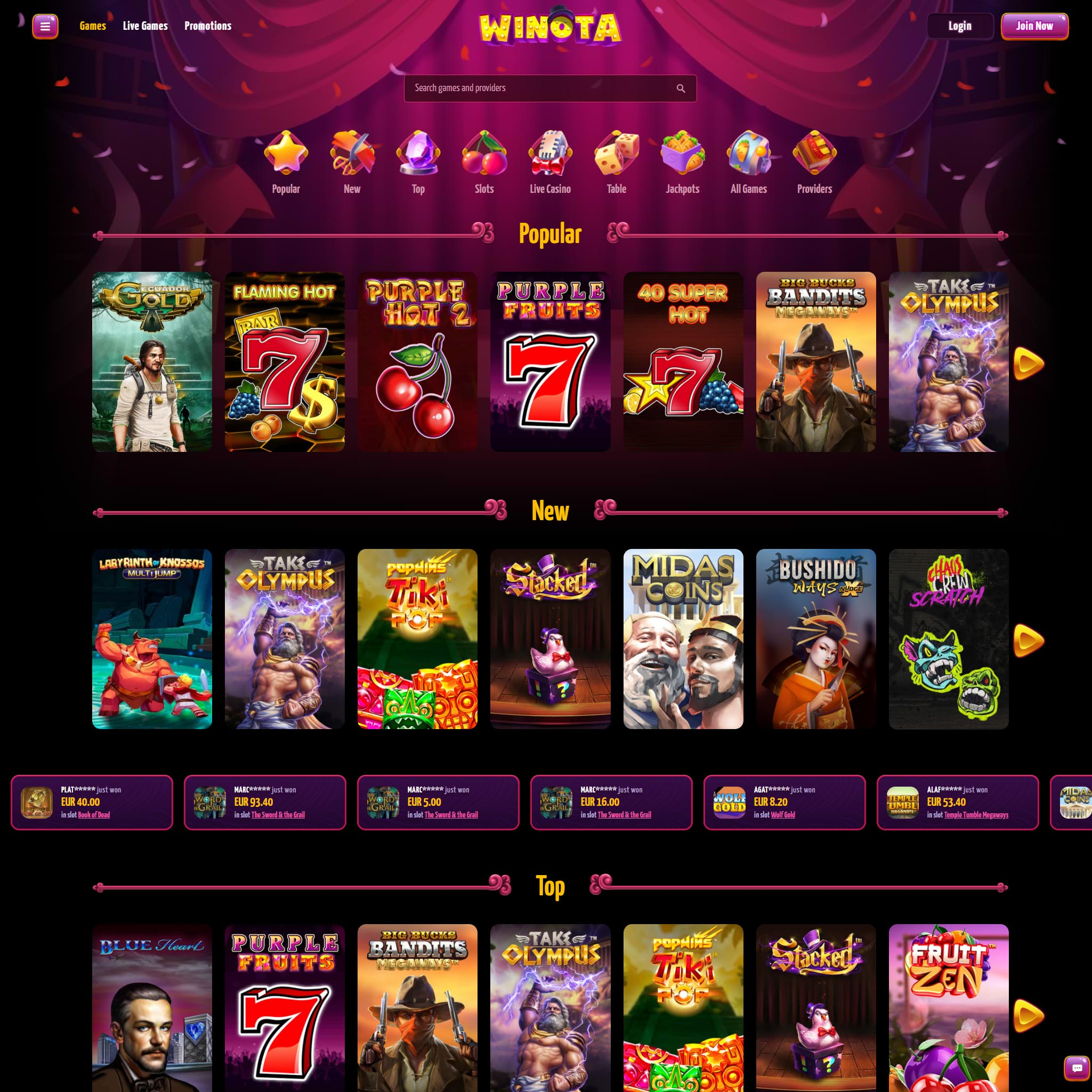Winota Casino screenshot 2